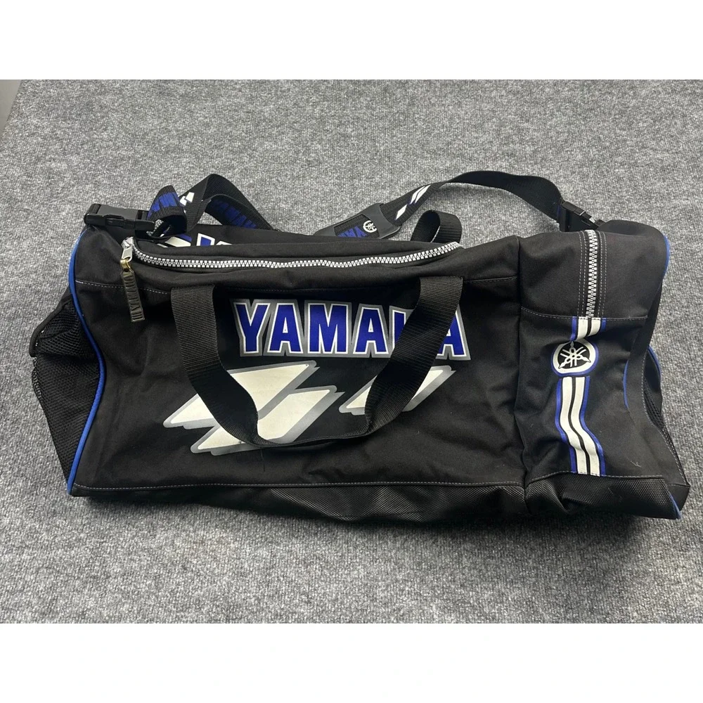 Yamaha Racing Duffel Bag Black Blue White Canvas Gear Bag 28 Inch